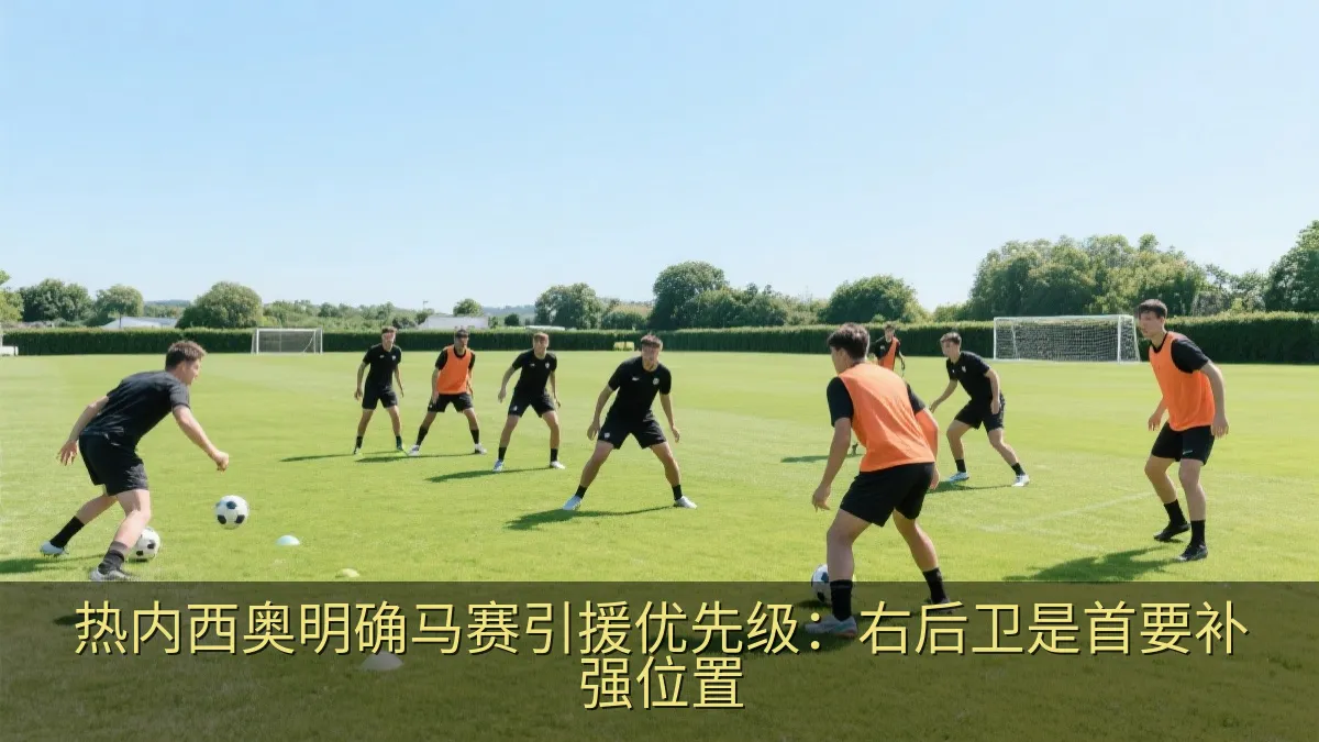 足球队在夏季训练中进行防守组织演练