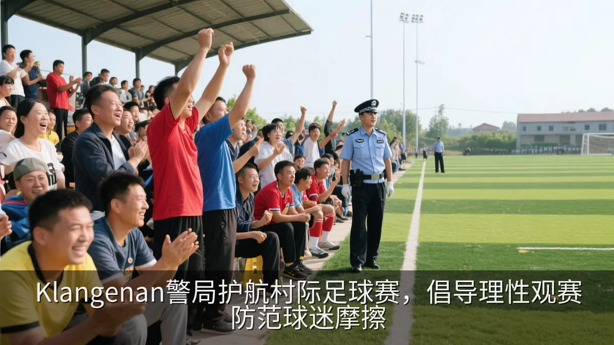 村民在足球场边文明观看村际比赛