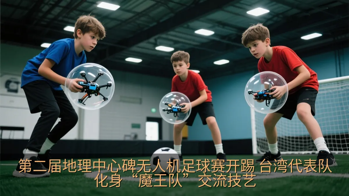 第二届地理中心碑无人机足球赛开踢 台湾代表队化身“魔王队”交流技艺
